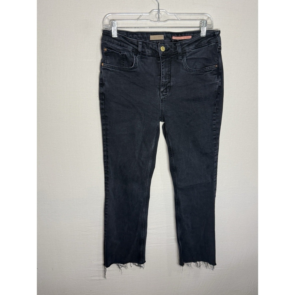 Pilcro Anthropologie Black Raw Hem Crop Jeans Womens 29 Mid Rise Skinny